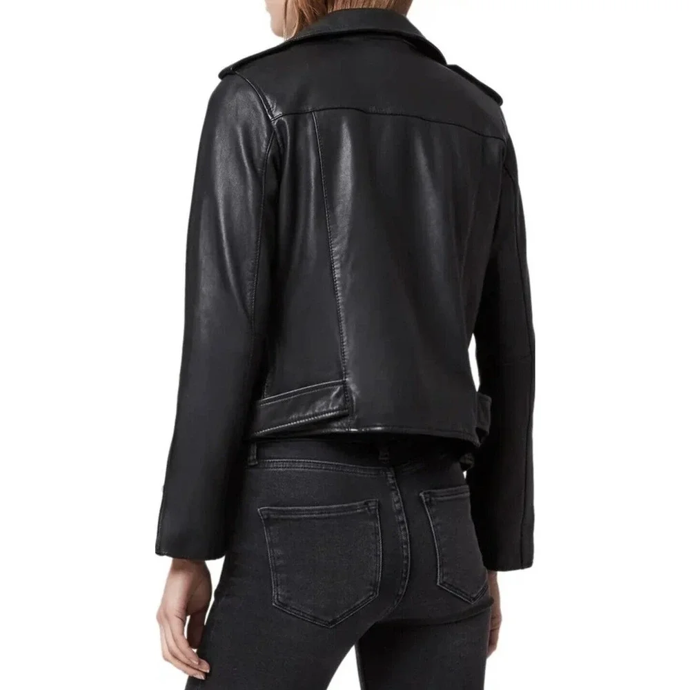NWOT ALLSAINTS BALFERN LEATHER BIKER WOMEN'S JACKET BLACK SIZE - 0.US/4.UK/32.EU